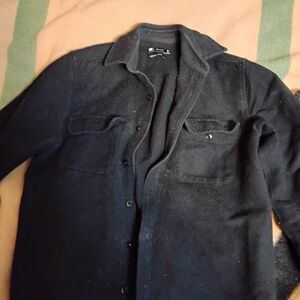 Le 31 Simons Thick Cotton Over shirt, Black, Men's Small To Medium